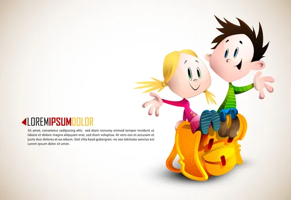 sevimli çocuk ve okul sırt üzerinde oturan kız