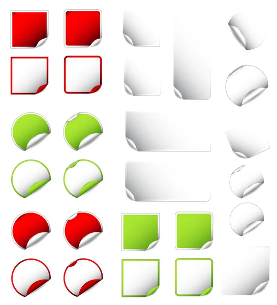 Grand ensemble d'étiquettes vierges colorées et blanches, autocollants, étiquettes — Image vectorielle