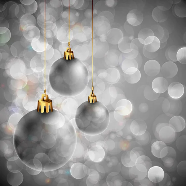 Fondo de Navidad con luces brillantes y orbes de plata — Archivo Imágenes Vectoriales