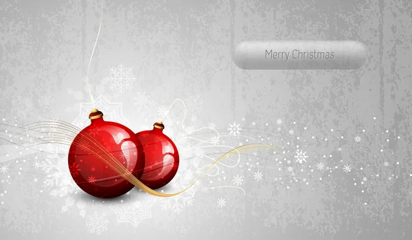 银贺卡与红色圣诞球 — 图库矢量图片