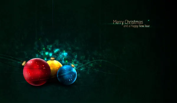 Grungy fondo de Navidad con coloridos globos — Vector de stock