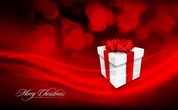 Tiefrote Weihnachtsgruß-Geschenkschachtel und Schleifenbouque — Stockvektor