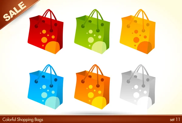 Bolsas de compras coloridas - Iconos 3d — Vector de stock