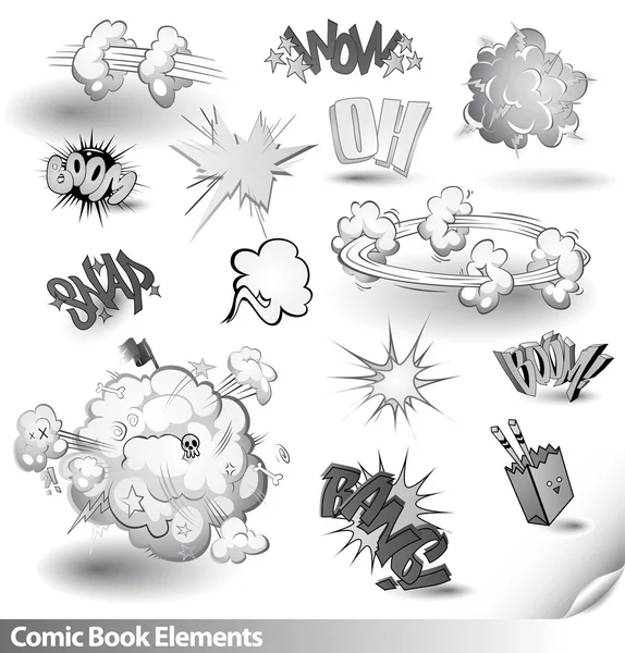 Explosiones del cómic - Elementos de dibujos animados vectoriales — Archivo Imágenes Vectoriales