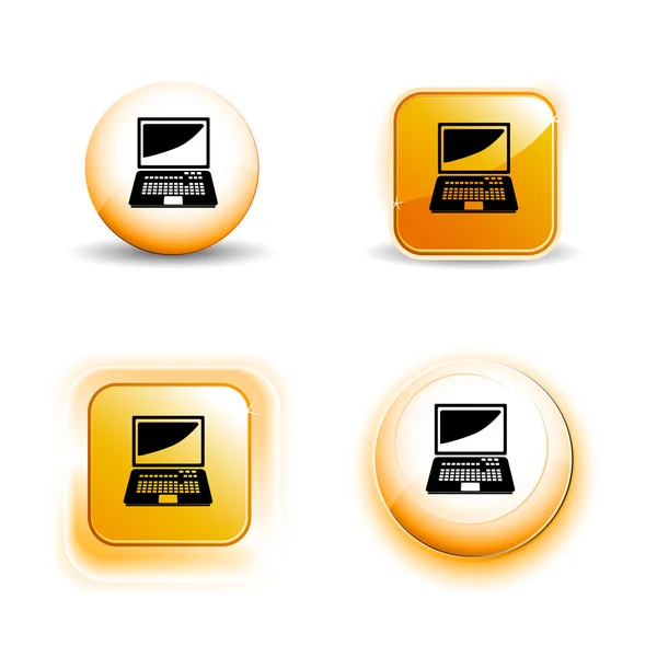 Pequeño conjunto de brillantes iconos de la computadora brillante — Vector de stock