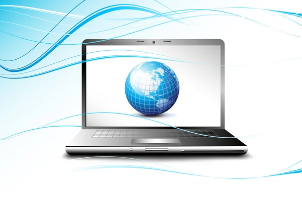 Laptop exibindo globo terrestre, conceito de negócio — Vetor de Stock