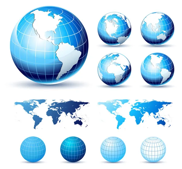 Glossy Earth Globes. — Stock Vector