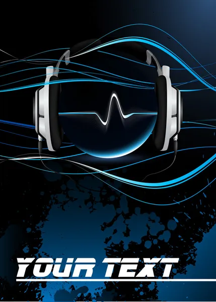 Concepto de música vectorial, póster musical - Auriculares — Vector de stock