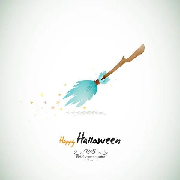 Escoba mágica de Halloween — Vector de stock