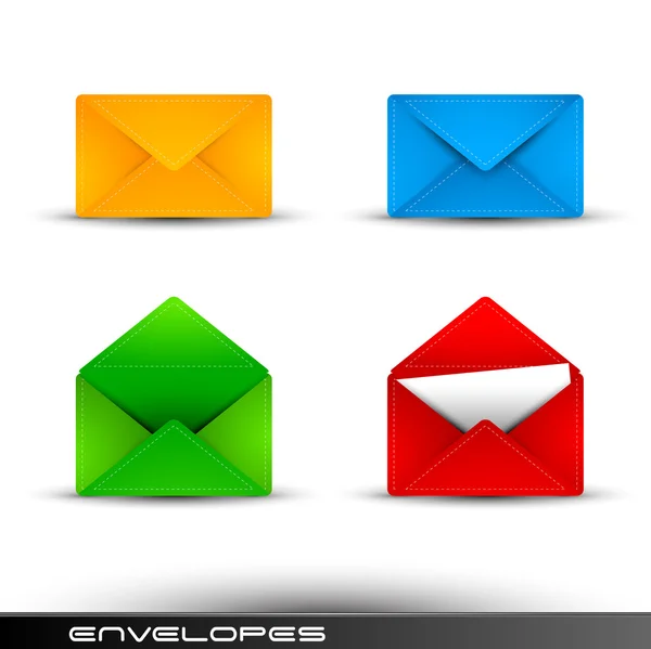 Envelopes em branco coloridos — Vetor de Stock