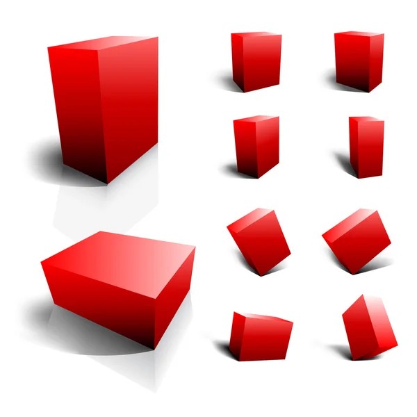 Scatole 3D vettoriali vuote - set rosso — Vettoriale Stock