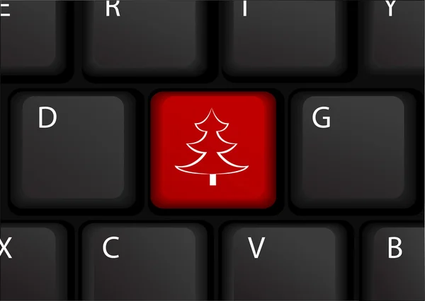 Chave de árvore de Natal no teclado do computador — Vetor de Stock