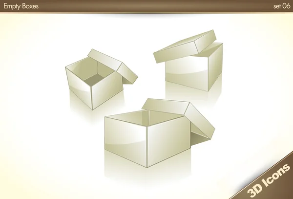 3D icons - Blank Empty Boxes — Stock Vector