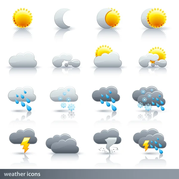 Pogoda zestaw ikon - meteorologia — Wektor stockowy