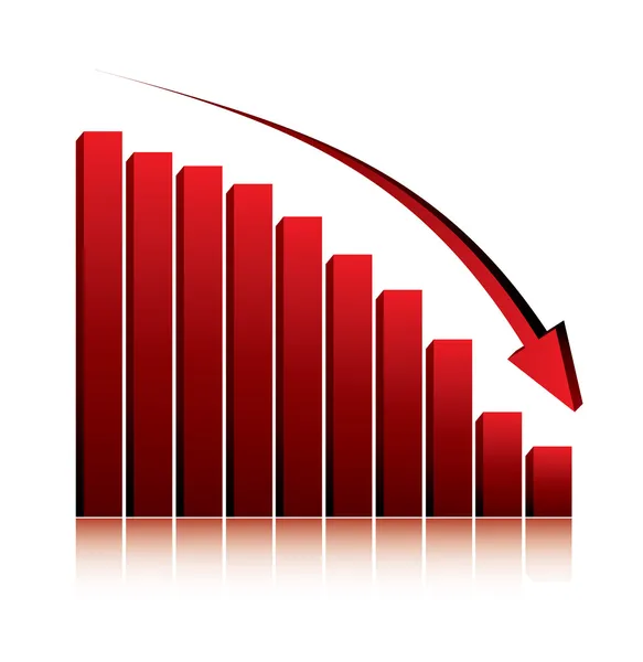 3D-Grafik zeigt Gewinnrückgang oder Gewinnrückgang — Stockvektor