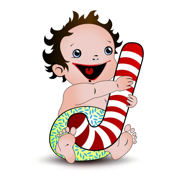 Joyeux bébé enfant avec des bonbons — Image vectorielle