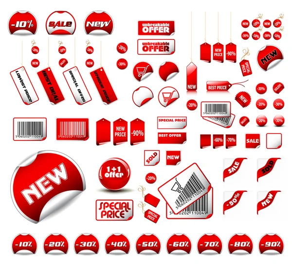 Gran conjunto de etiquetas de precios vectoriales y etiquetas — Vector de stock