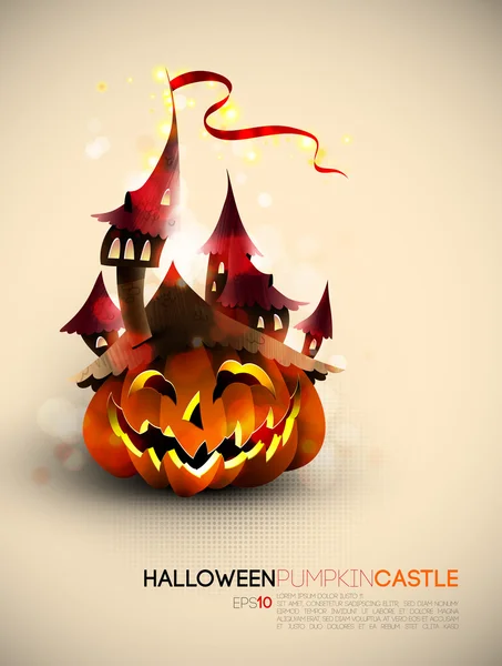 Halloween slottet odlas på en pumpa — Stock vektor