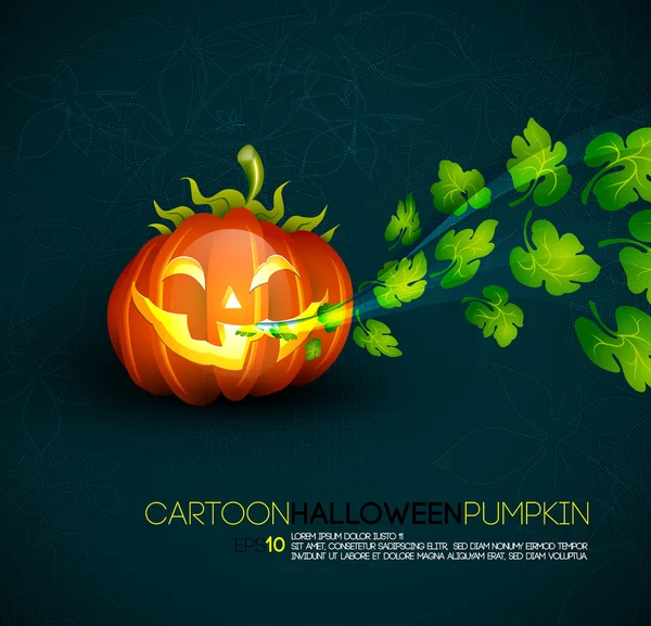 Funny Halloween Citrouille avec feuilles à tartiner — Image vectorielle
