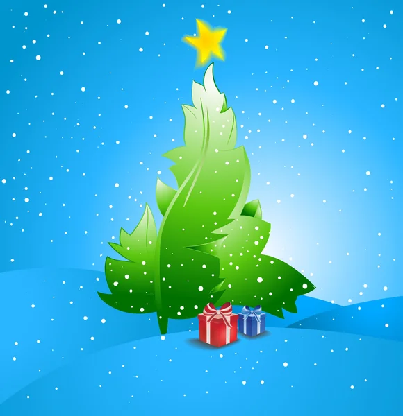 クリスマス ツリーとプレゼントの背景 — ストックベクタ