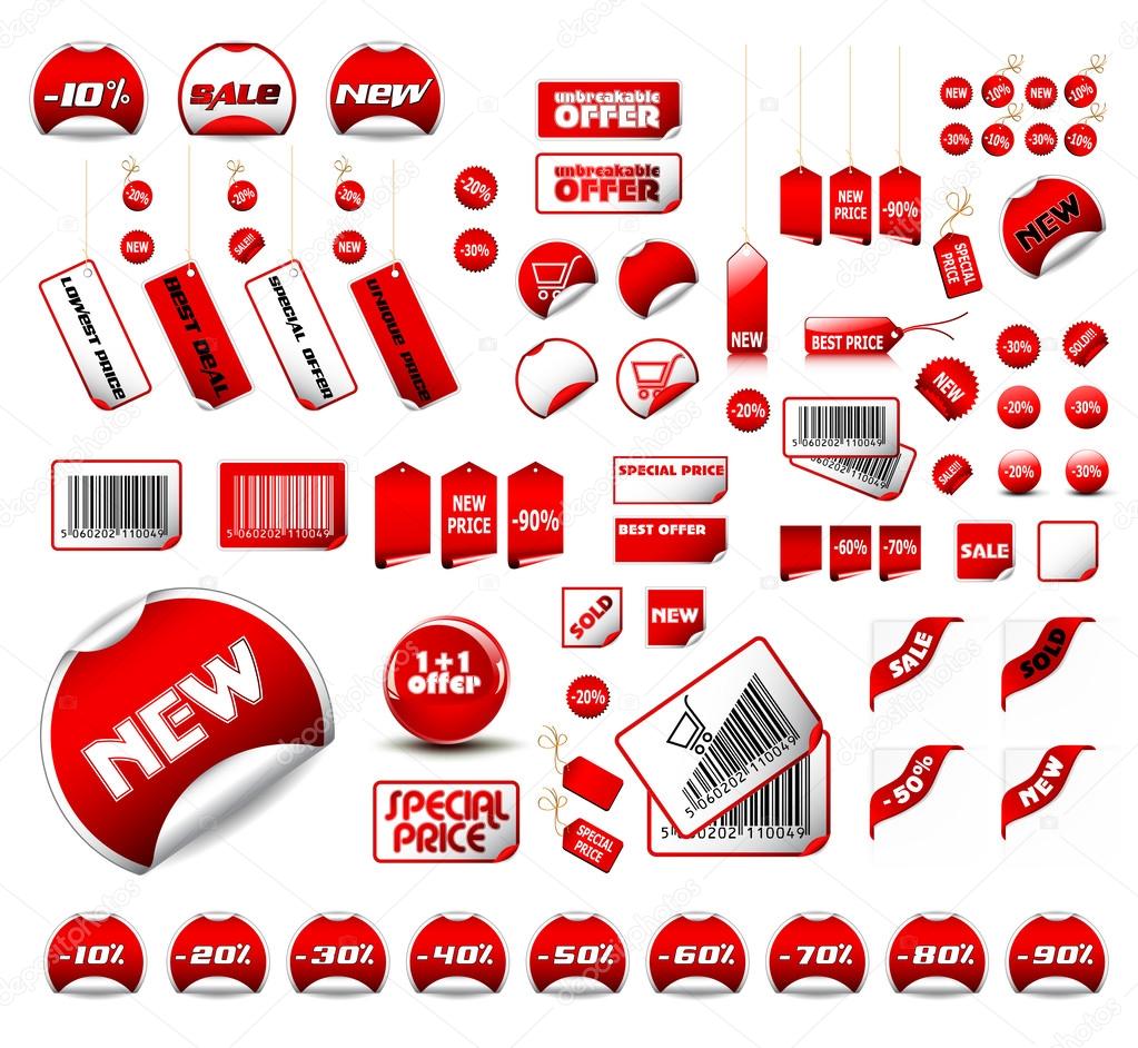 Big set of vector price tags and labels