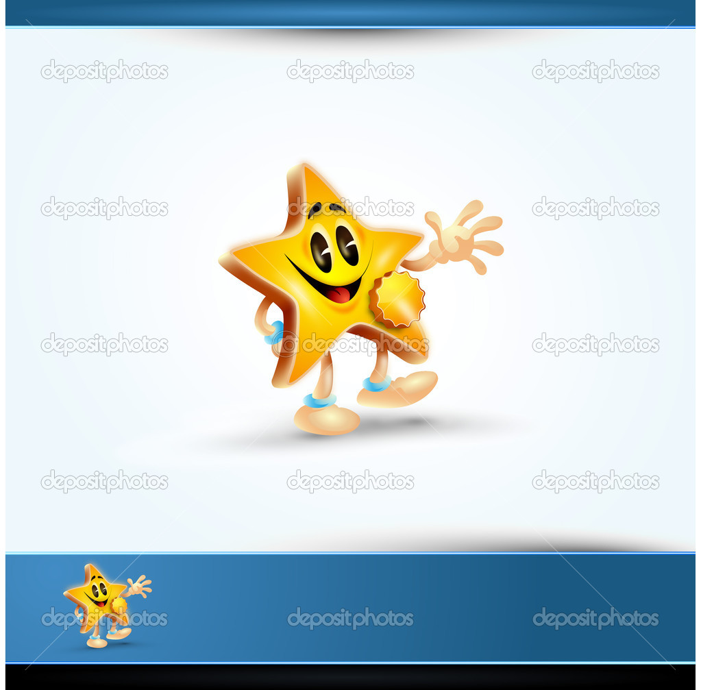 Star Character Having a Wearing a Medal for Your Label