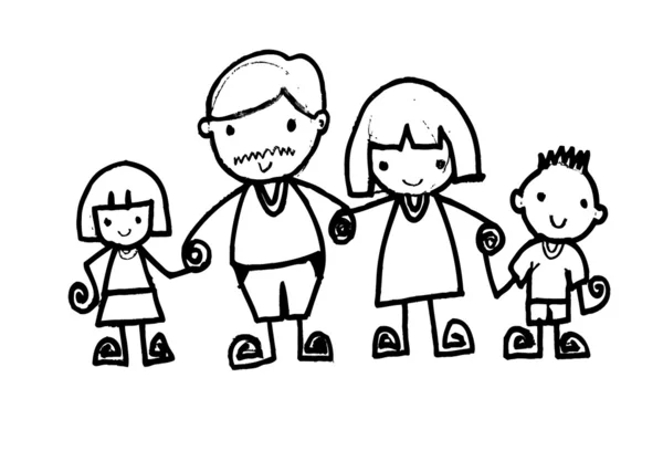 Portrait de quatre membres de la famille ensemble — Image vectorielle