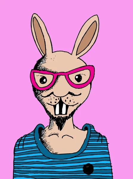 Kreslené zvířata a kreslený králík v jaidee rodinného stylu — Stockový vektor