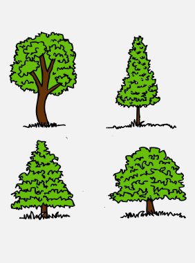 Vector trees with leaves clipart