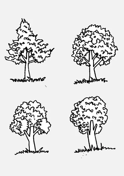 Vektor pohon dengan daun - Stok Vektor