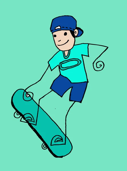 Skate Homem desenhos animados em Jaidee Estilo Família —  Vetores de Stock