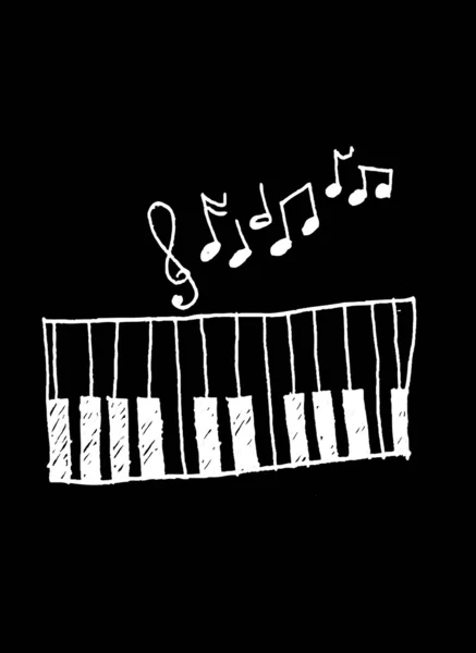 Ícone de música com piano e notas musicais — Vetor de Stock