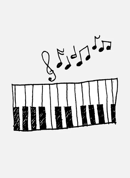 Icono musical con piano y notas musicales — Vector de stock