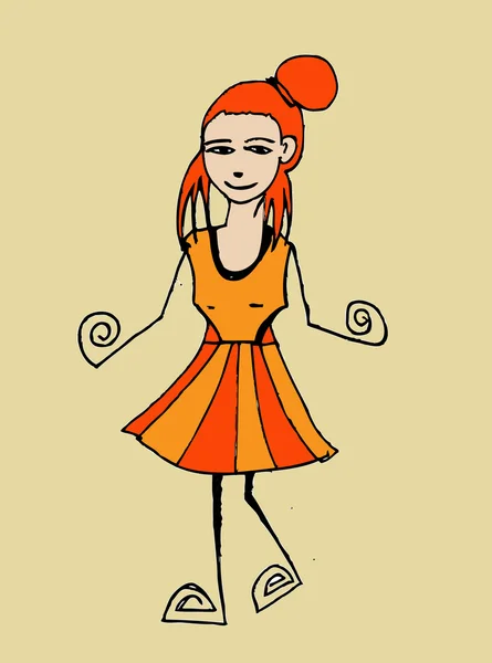 Hermosa mujer de dibujos animados en Jaidee Family Style — Vector de stock