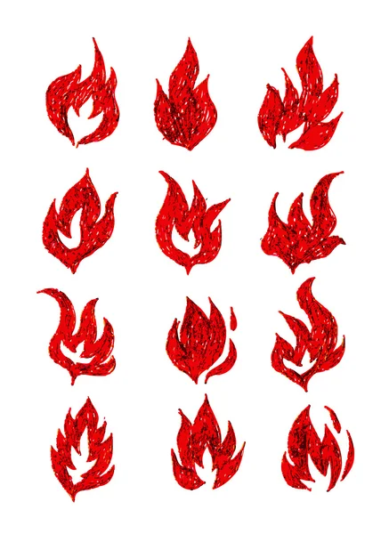 Fire flames set icons — Stock Vector