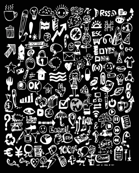 Iconos de Doodle Idea de ilustración vectorial dibujada a mano — Vector de stock