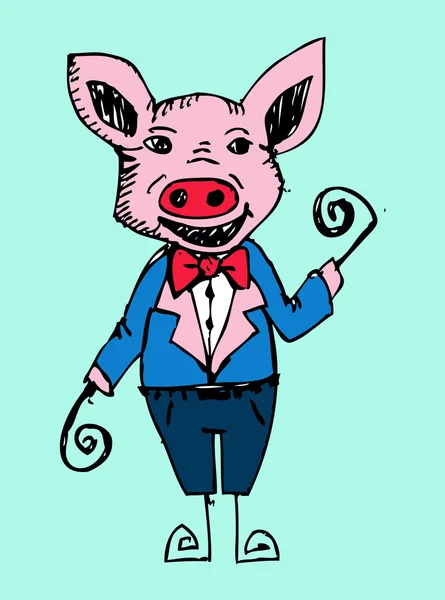Świnia kreskówka projekt w stylu rodzinnym jaidee — Wektor stockowy