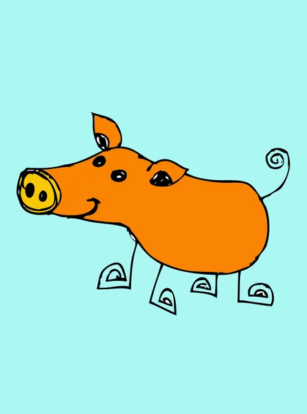 Desenho de desenhos animados de porco em estilo da família Jaidee —  Vetores de Stock
