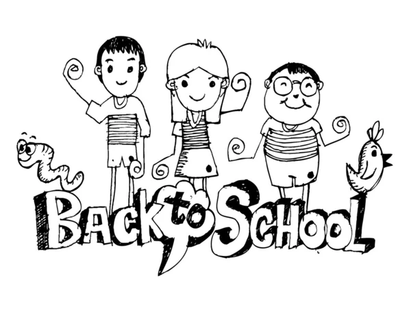 Back to school and Cute schoolchild — Stock Vector