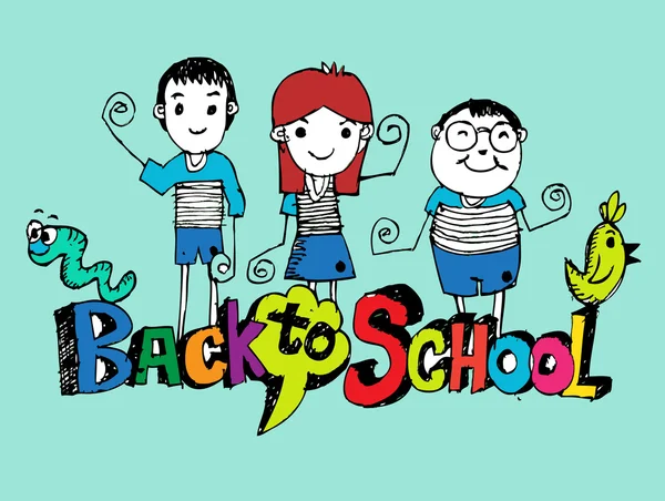 Back to school and Cute schoolchild — Stock Vector