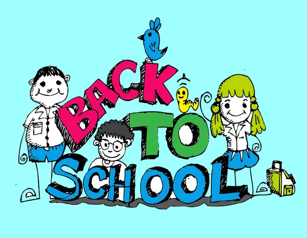 Volver a la escuela y lindo escolar — Vector de stock