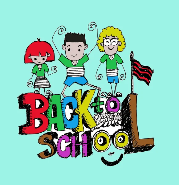 Back to school and Cute schoolchild — Stock Vector