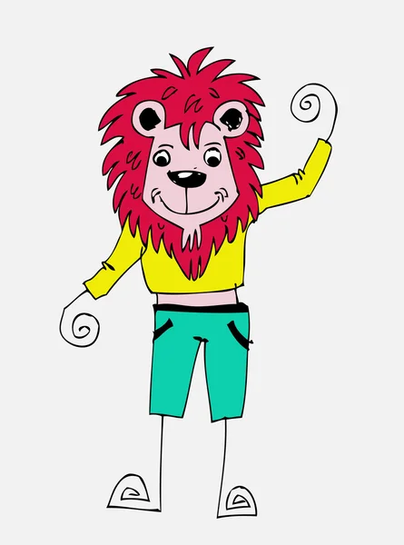 Mignon lion dessin animé dans le style de la famille Jaidee — Image vectorielle