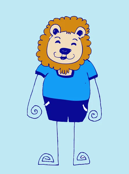 Mignon lion dessin animé dans le style de la famille Jaidee — Image vectorielle