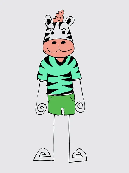 Illustration av söta zebra i jaidee familjen stil — Stock vektor