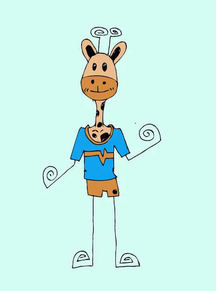 Söta tecknade illustraiton giraff i jaidee familjen stil — Stock vektor