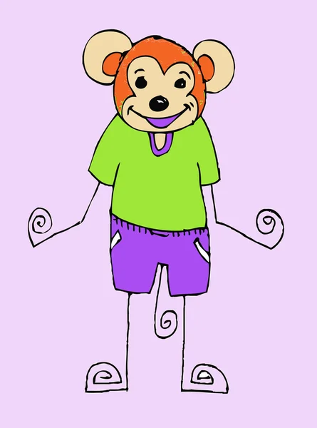 Cute cartoon Illustraiton monkey in Jaidee Family Style — Stock Vector