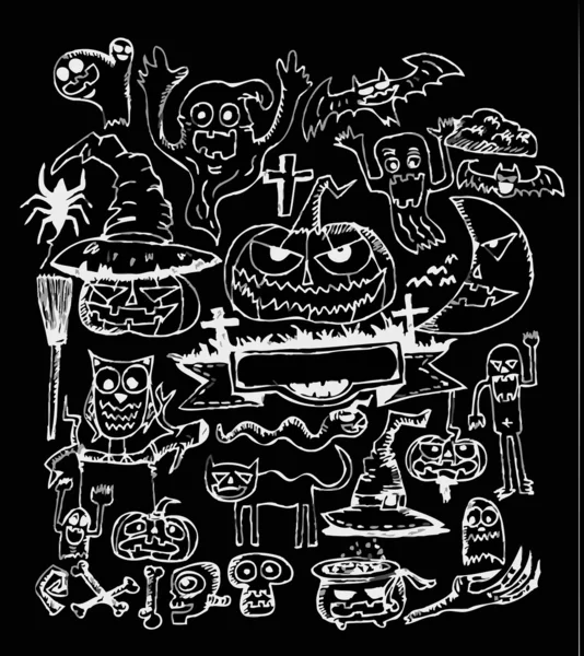 Doodle halloween fondo de vacaciones — Vector de stock