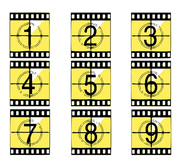 Film countdown numbers. — Stock Vector