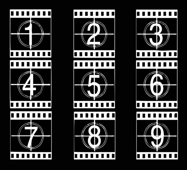 Film countdown numbers. — Stock Vector